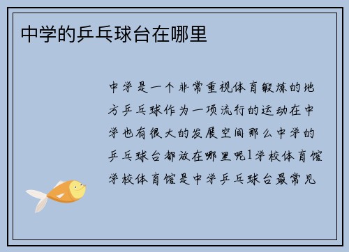 中学的乒乓球台在哪里