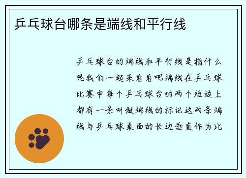 乒乓球台哪条是端线和平行线