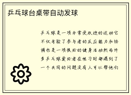 乒乓球台桌带自动发球