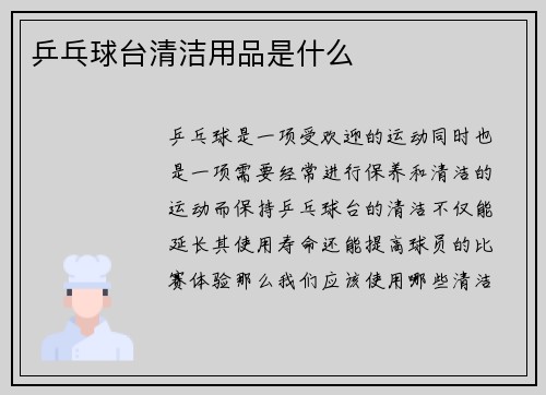 乒乓球台清洁用品是什么